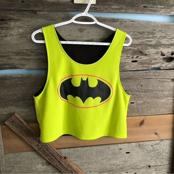Batman Size L Neon/Black Reversible Cropped Top - Picture 1 of 6